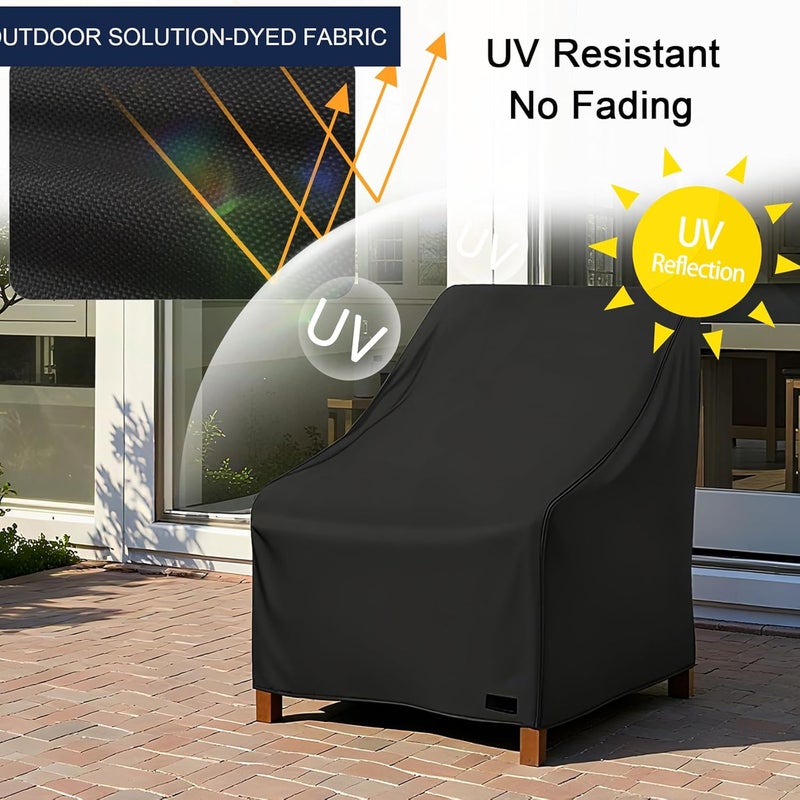 NettyPro Patio Chair Covers Waterproof Outdoor Furniture Swivel Recliner Rocking Lounge Deep Seat Cover, Fits up to 26"W x 28"D x 28"H, 2 Pack, Black - Image 3